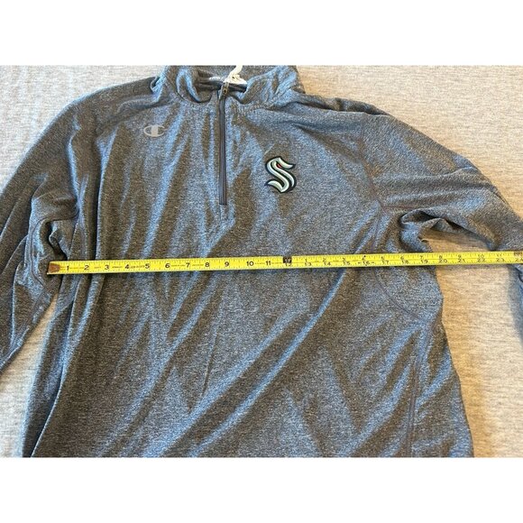 Champion Seattle Kraken Sweater Men's Size L Polyester Pullover Zip Mock Vapor G - Picture 7 of 8